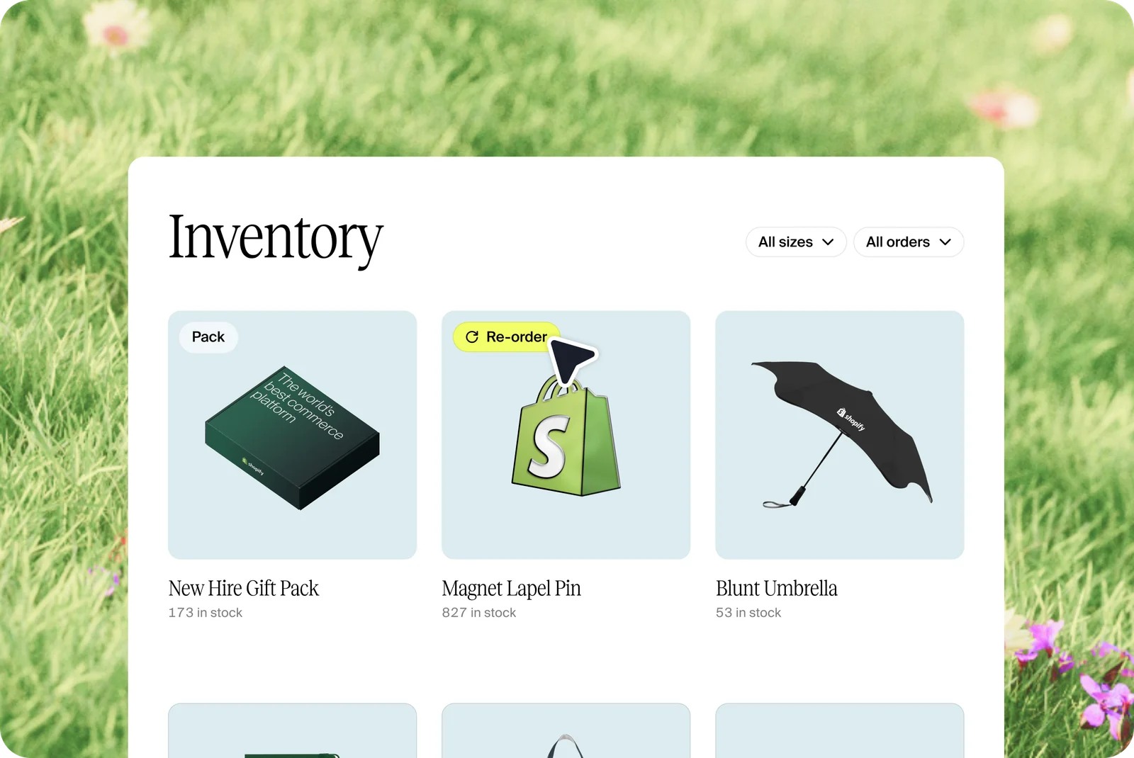 Process illustration for managing inventory